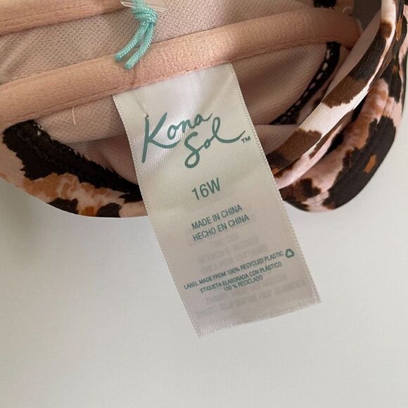 Kona Sol Swim Top Bandeau Animal Print Leopard Plus Womens - Picture 9 of 9